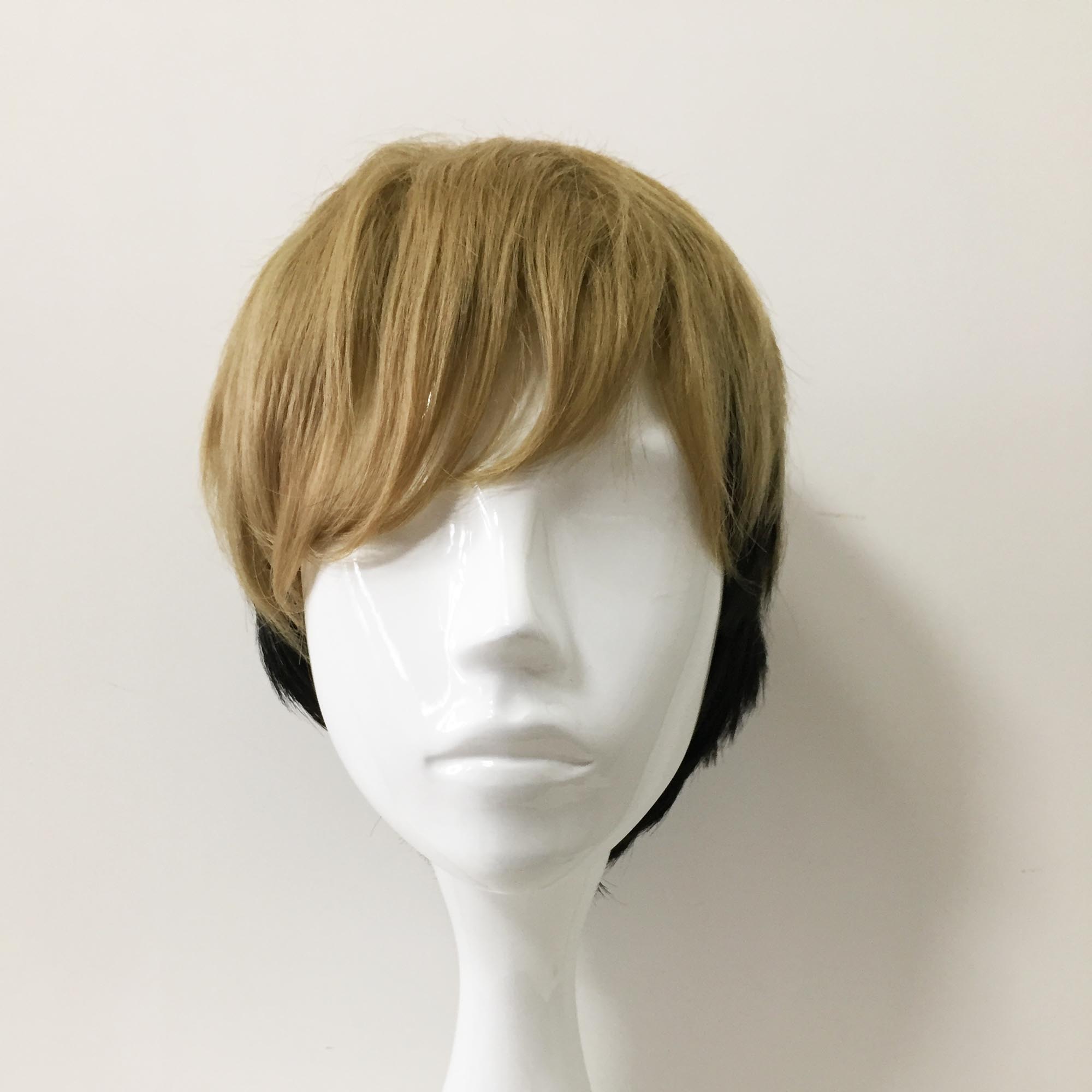 Men Blonde Black Two Tone Short Straight Fringe Bangs Wig | nevermindyrhead  – nevermindyrhead