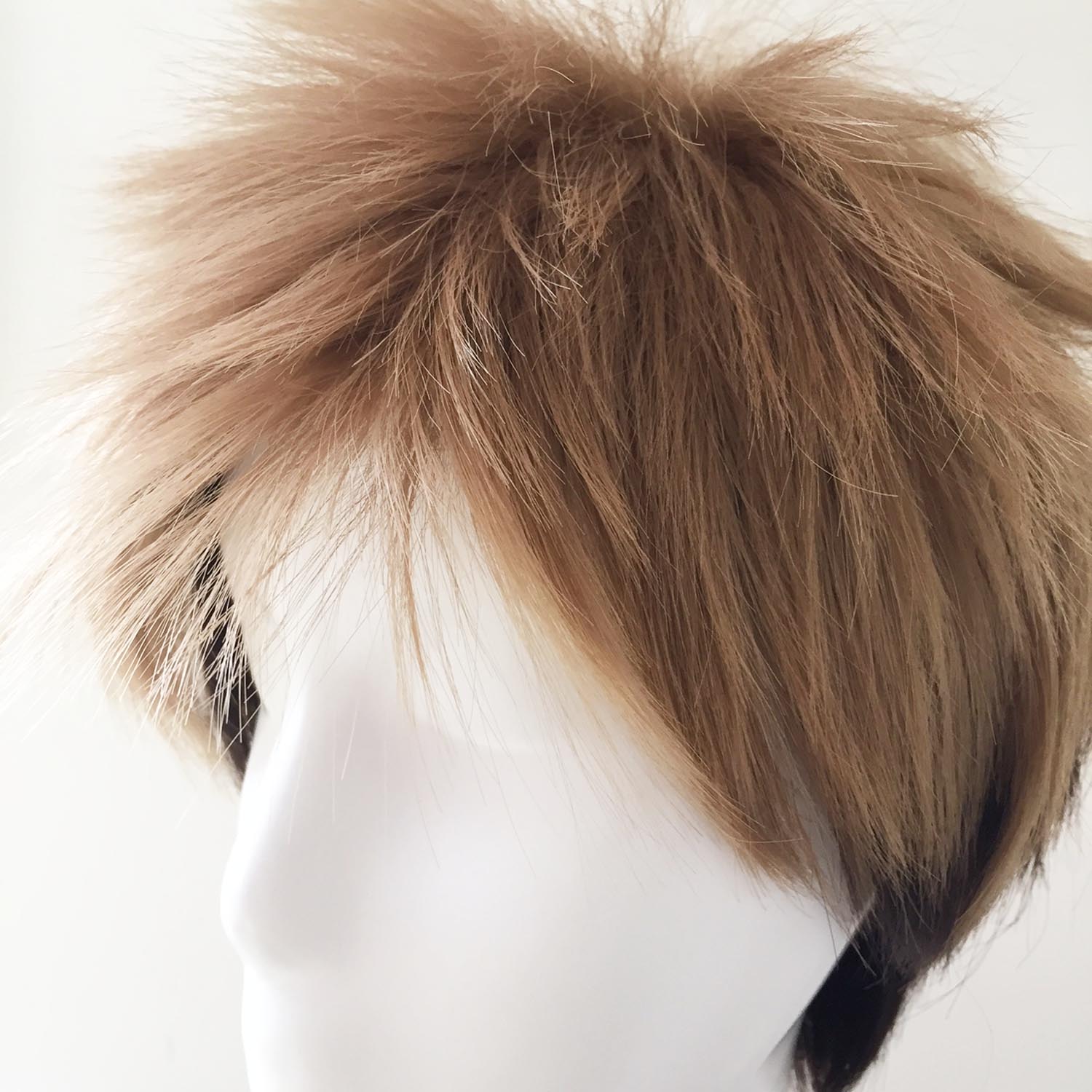 Men Brown Two Tone Short Straight Bouncy Fringe Bangs Pixie