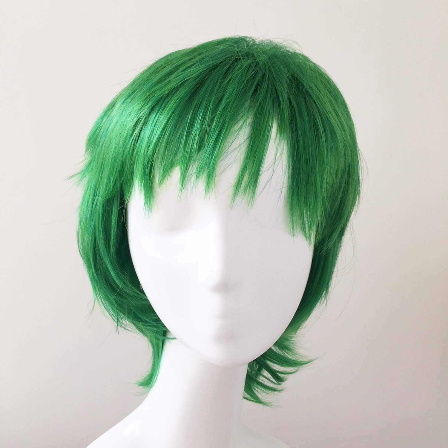 Men Grass Green Short Straight Fringe Bangs Cosplay Wig