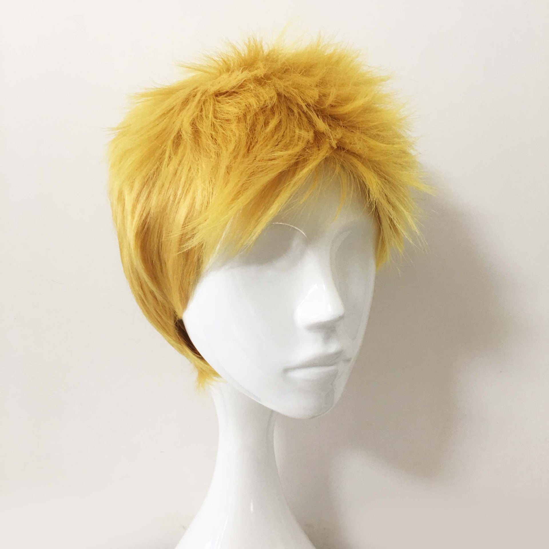 nevermindyrhead Men Yellow Short Straight Pixie Fringe Bangs Cosplay Wig