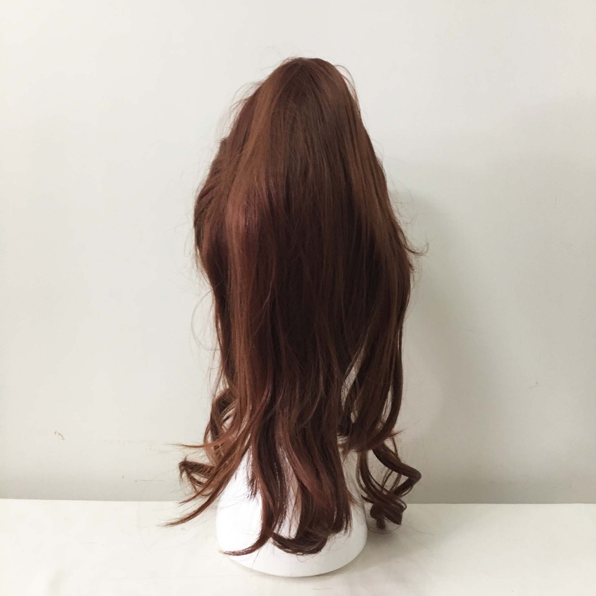 nevermindyrhead Women Dark Brown Long Curly Detachable Ponytail Fringe Bangs Cosplay Wig