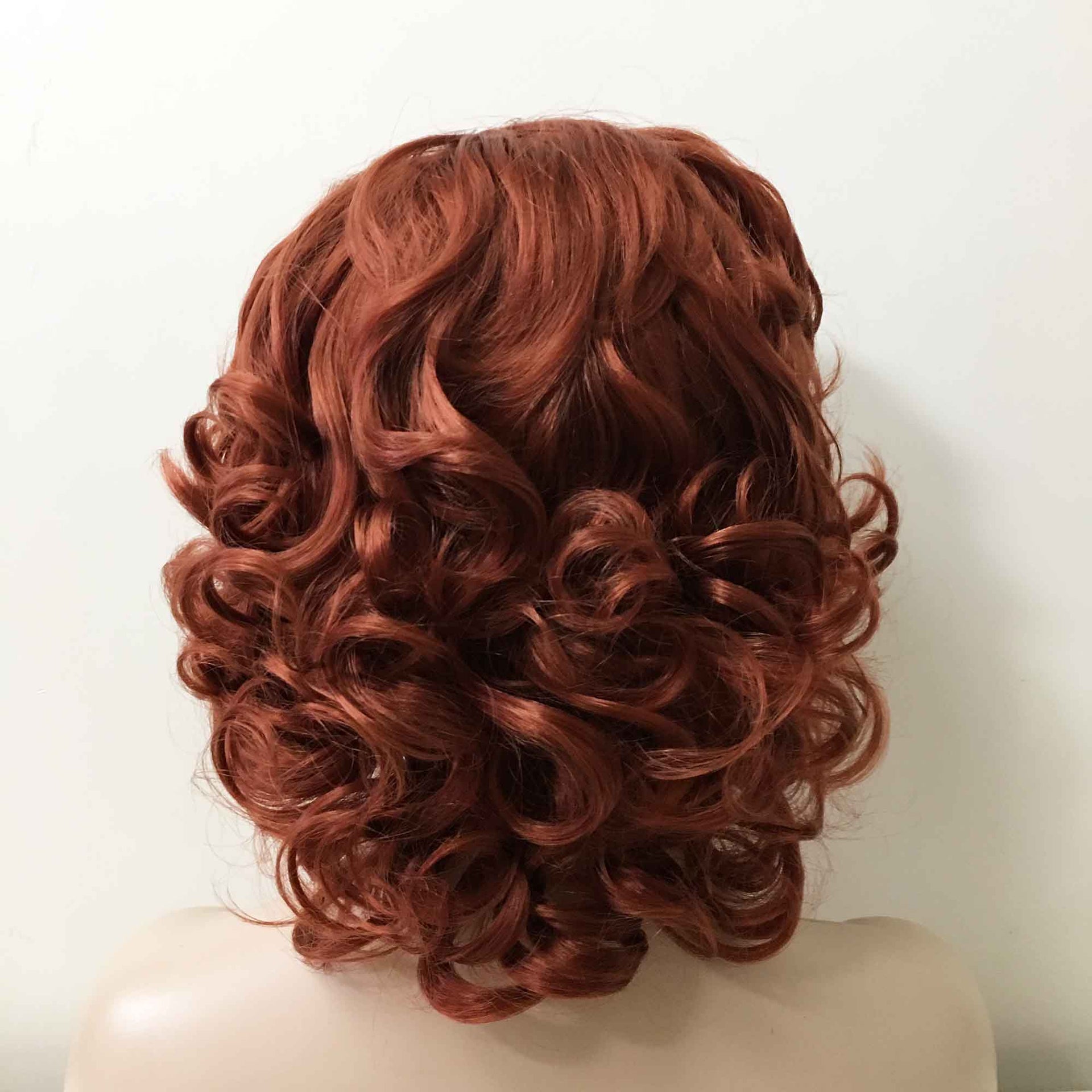 nevermindyrhead Women Dark Red Lace Front Short Curly Vintage Style Slicked Back Wig