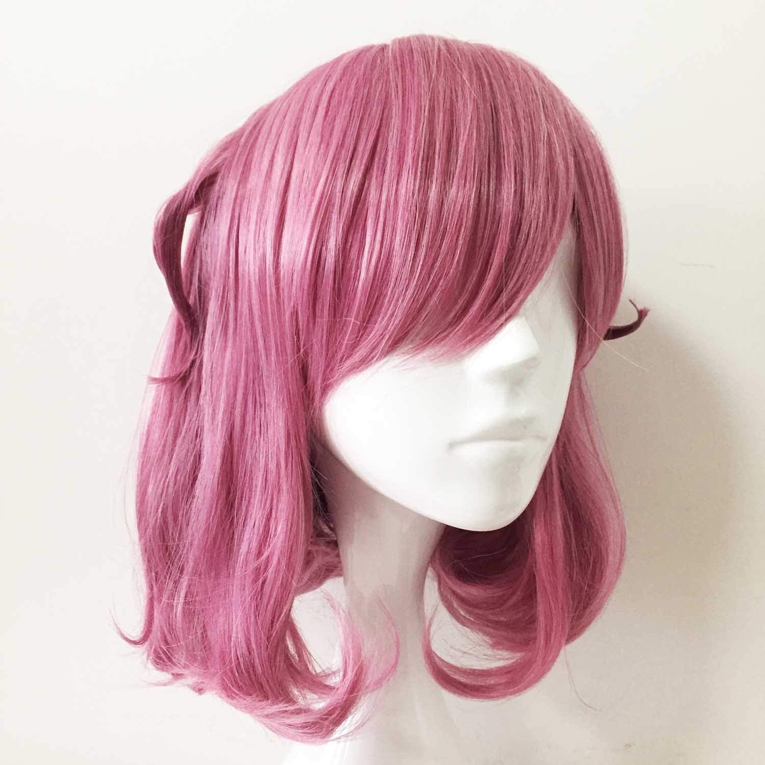 nevermindyrhead Women Magenta Pink Medium Length Straight Fringe Bangs Cosplay Wig