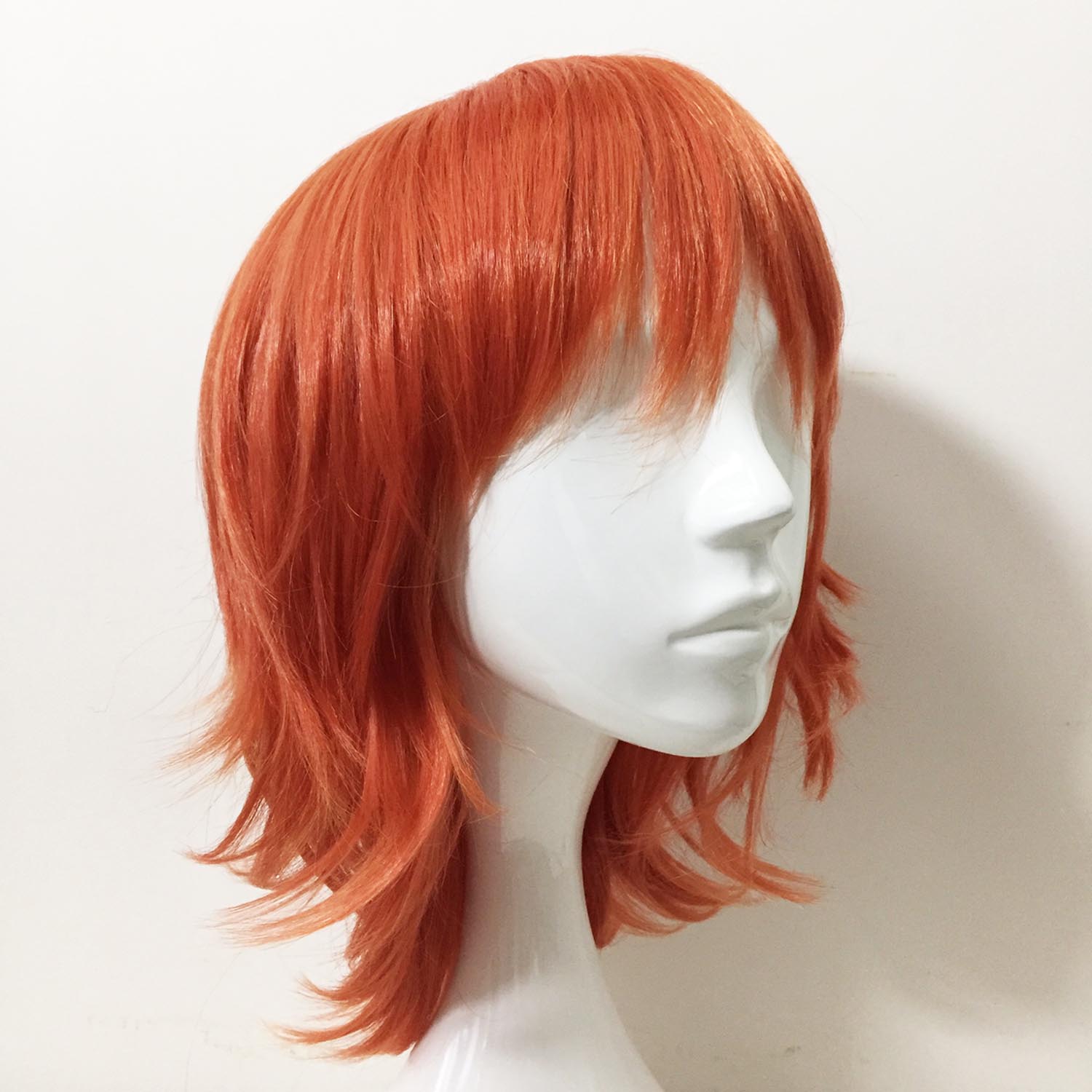 Short orange wig with cheap bangs