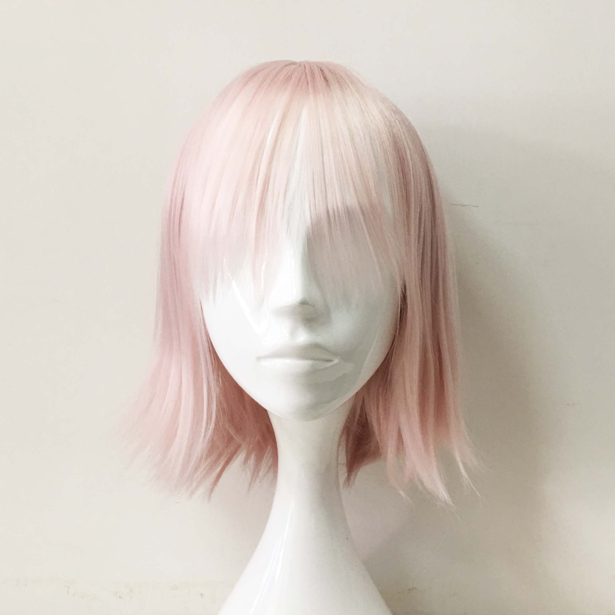 Women Pink Short Straight Fringe Bangs Thin Bob Wig | nevermindyrhead –  nevermindyrhead