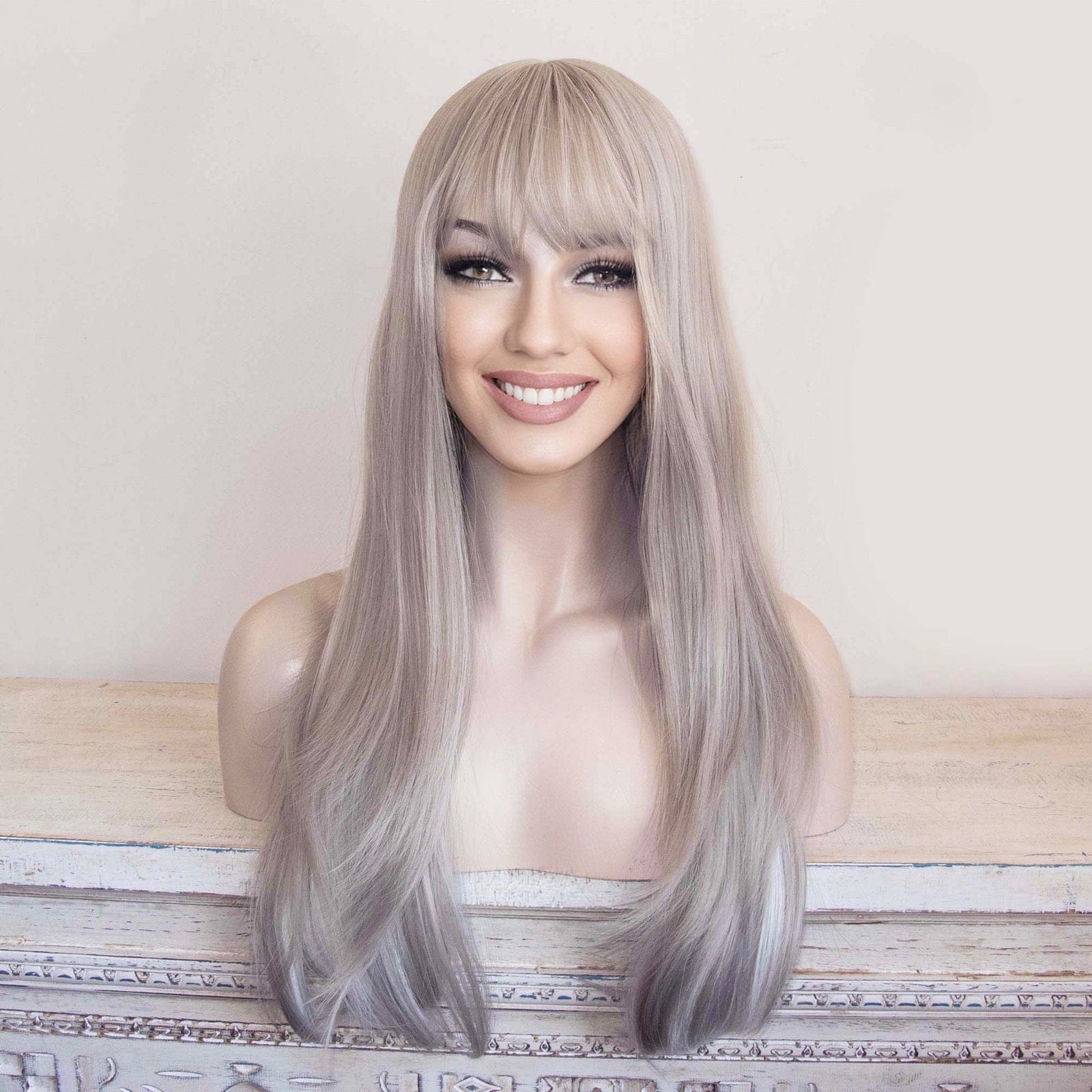 White wig hotsell with bangs